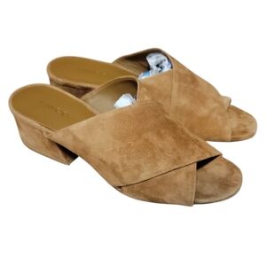 Karsen‎ Italian Suede Leather Slide Sandal Mules Cedar Brown Brand New 7